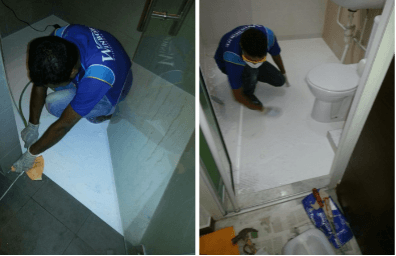Toilet & Bathroom Waterproofing service in progress